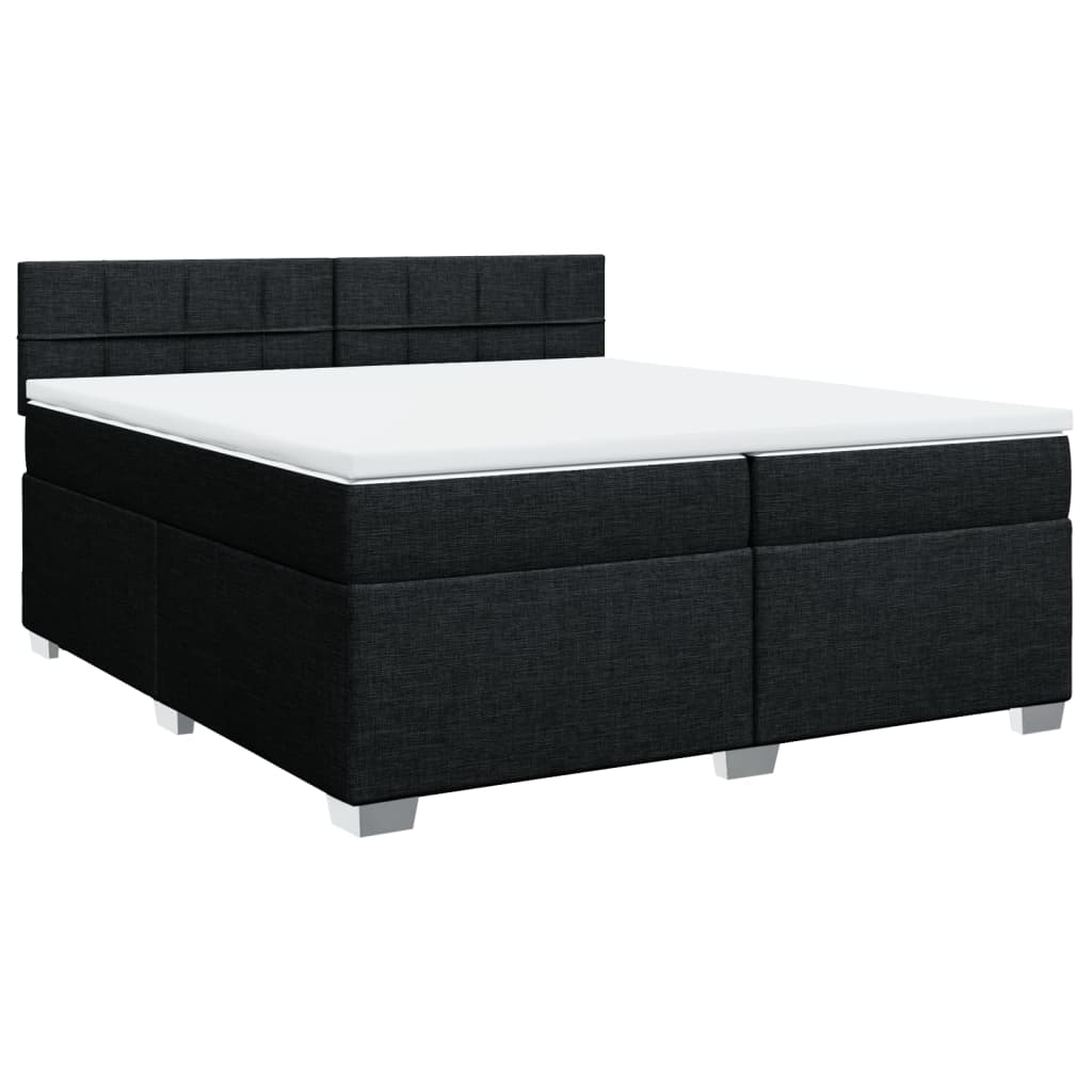 Boxspring met matras stof zwart 200x200 cm – afbeelding 3