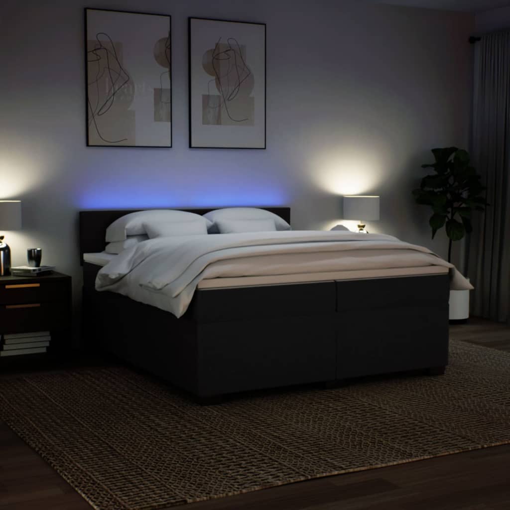 Boxspring met matras stof zwart 200x200 cm – afbeelding 5