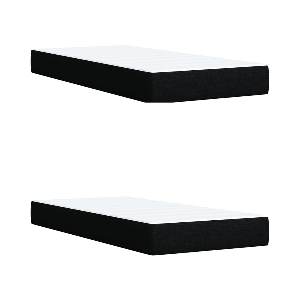 Boxspring met matras stof zwart 200x200 cm – afbeelding 9
