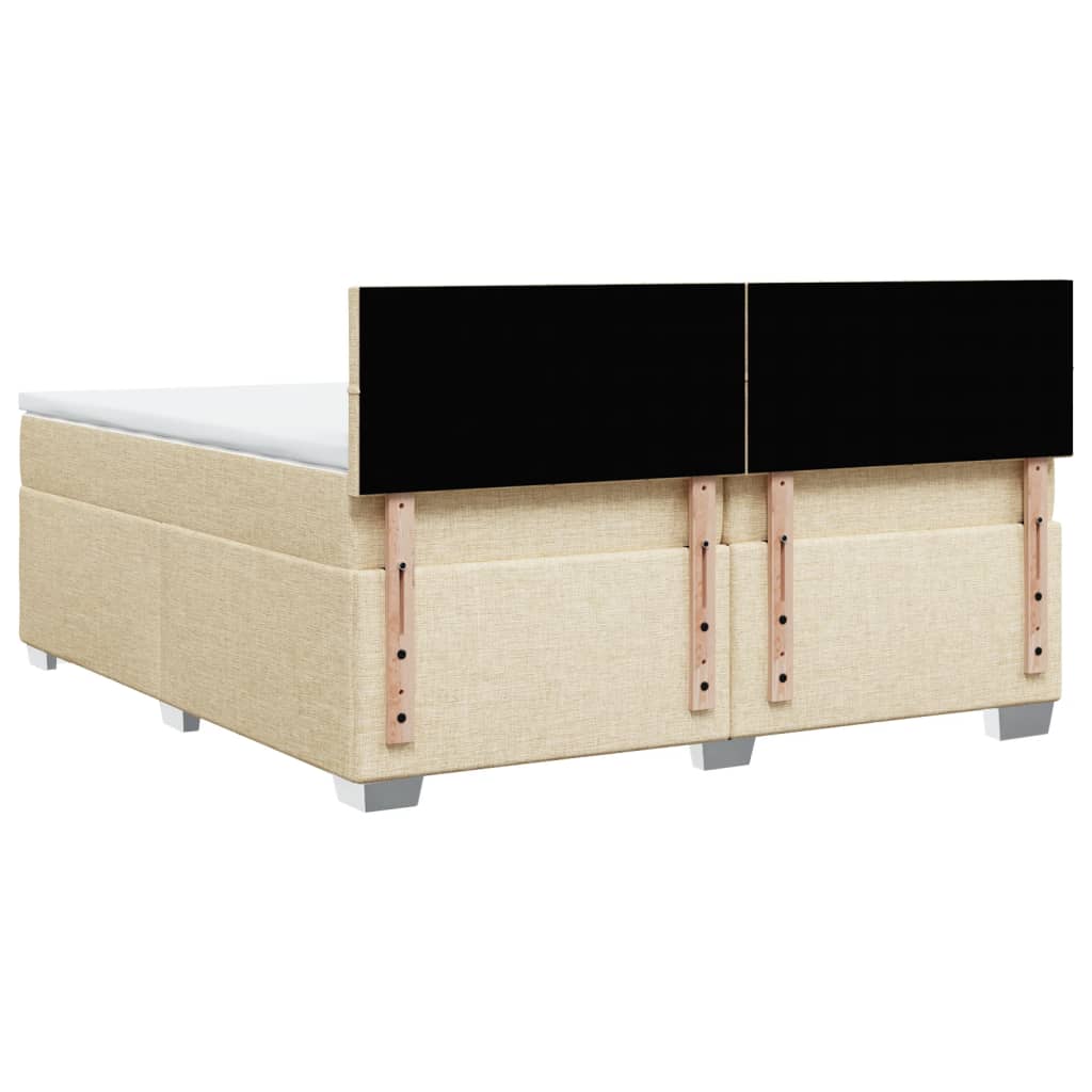 Boxspring met matras stof crèmekleurig 200x200 cm – afbeelding 12