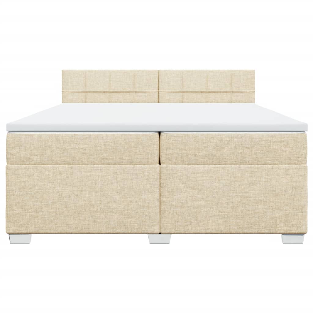 Boxspring met matras stof crèmekleurig 200x200 cm – afbeelding 6
