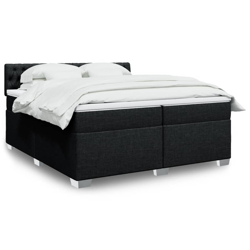 Boxspring met matras stof zwart 200x200 cm – afbeelding 1