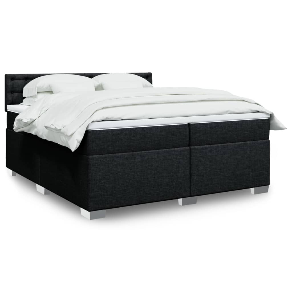 Boxspring met matras stof zwart 200x200 cm – afbeelding 1
