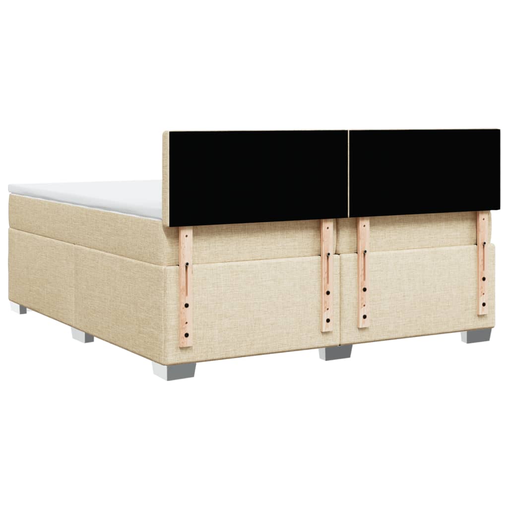 Boxspring met matras stof crèmekleurig 200x200 cm – afbeelding 12
