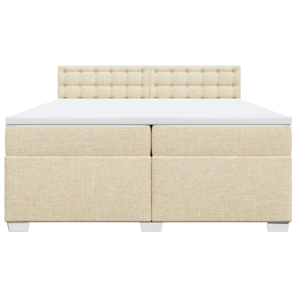 Boxspring met matras stof crèmekleurig 200x200 cm – afbeelding 6