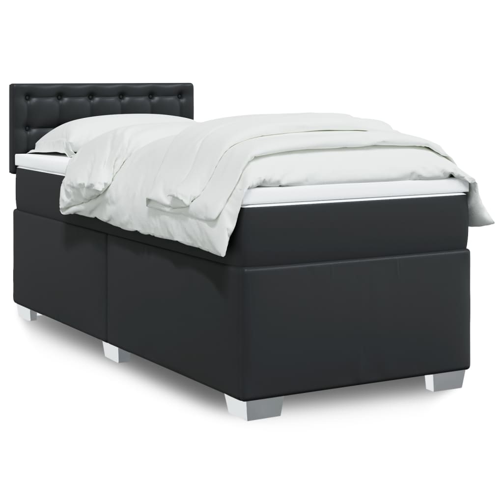 Boxspring met matras kunstleer zwart 80x200 cm – afbeelding 1