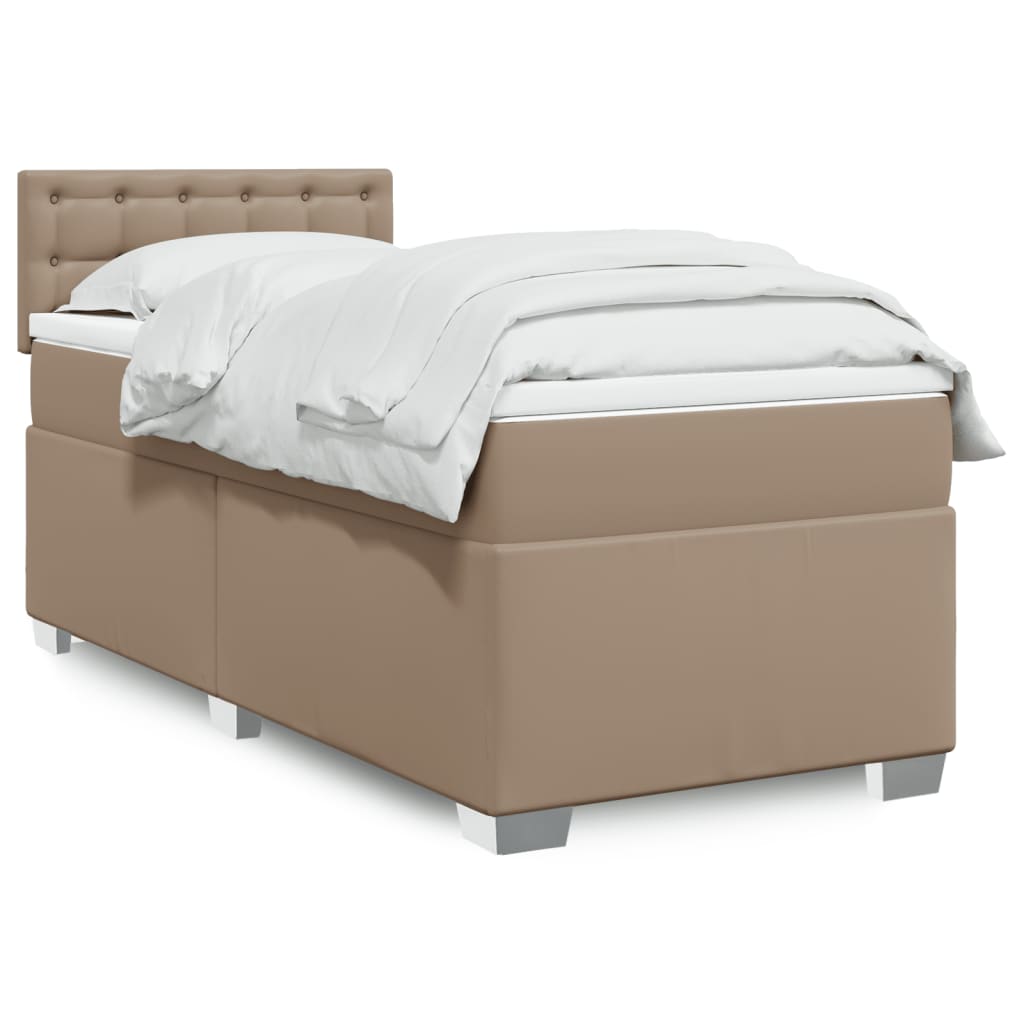 Boxspring met matras kunstleer cappuccinokleurig 90x190 cm – afbeelding 1