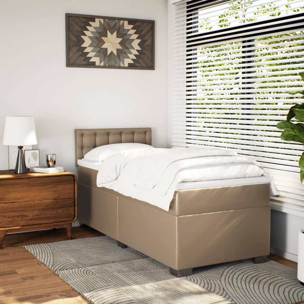 Boxspring met matras kunstleer cappuccinokleurig 90x190 cm – afbeelding 4
