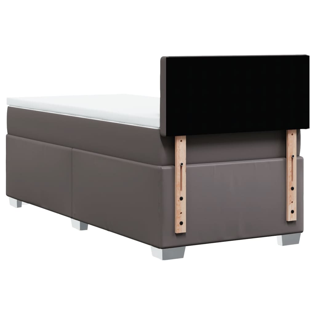 Boxspring met matras kunstleer grijs 90x200 cm – afbeelding 12