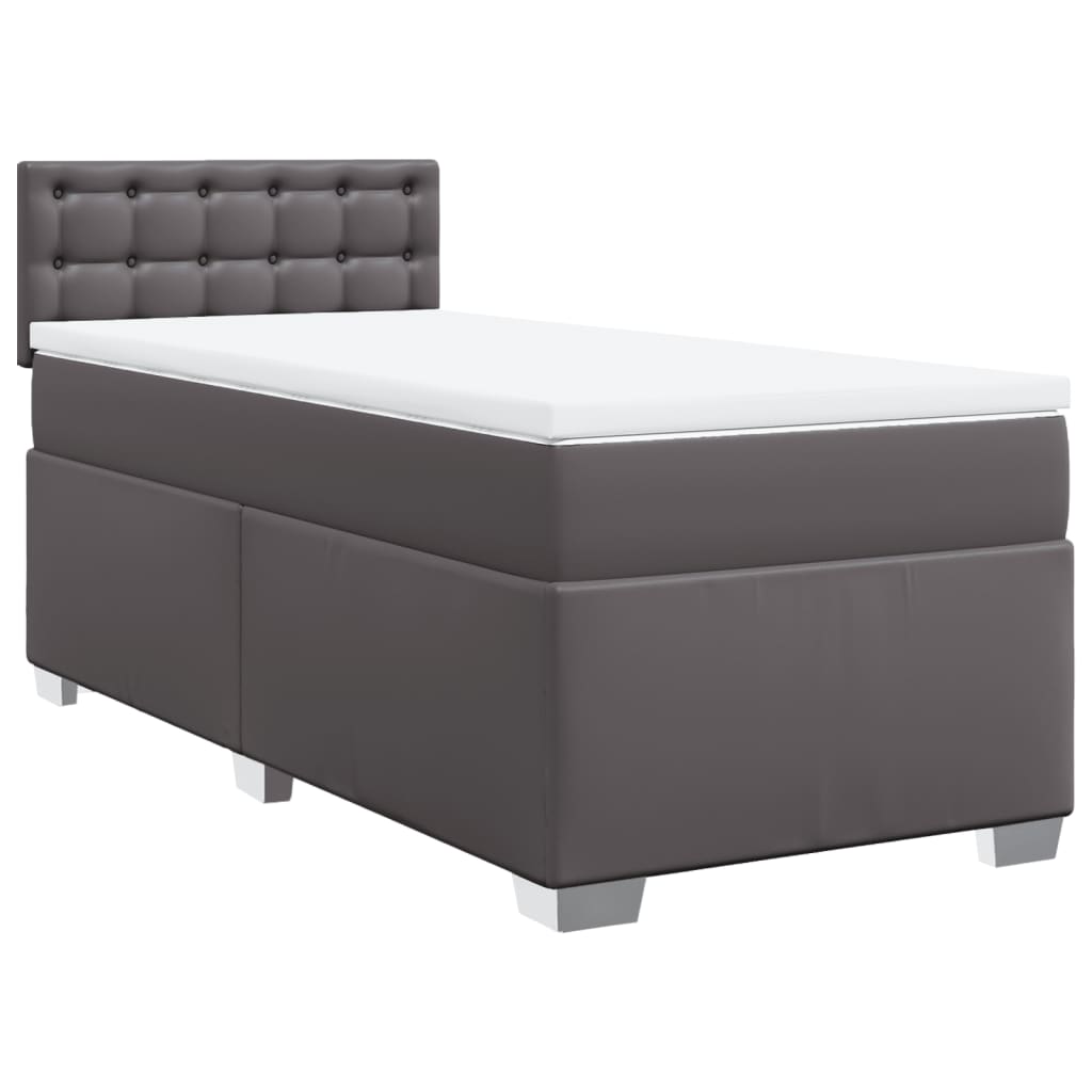 Boxspring met matras kunstleer grijs 90x200 cm – afbeelding 3