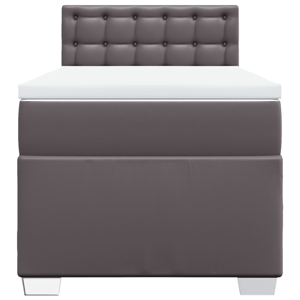 Boxspring met matras kunstleer grijs 90x200 cm – afbeelding 6