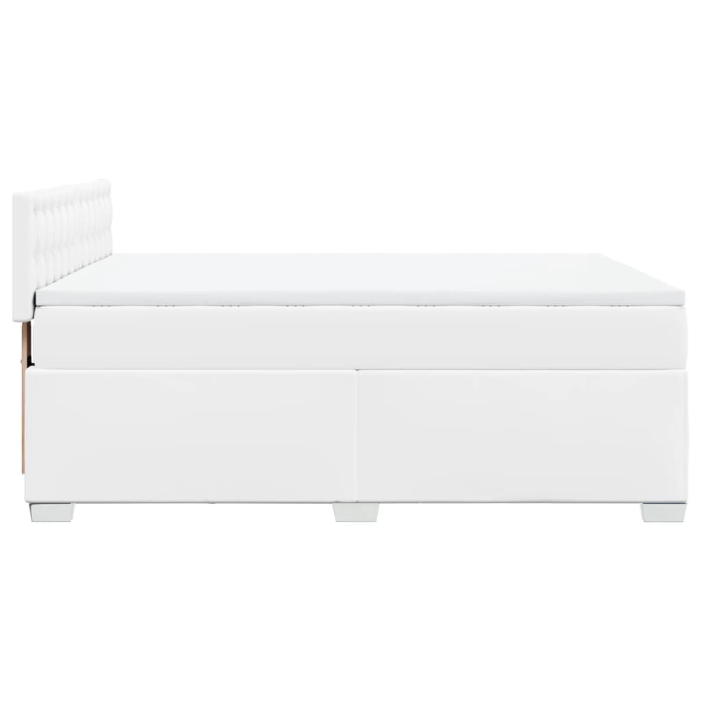 Boxspring met matras kunstleer wit 140x190 cm – afbeelding 11