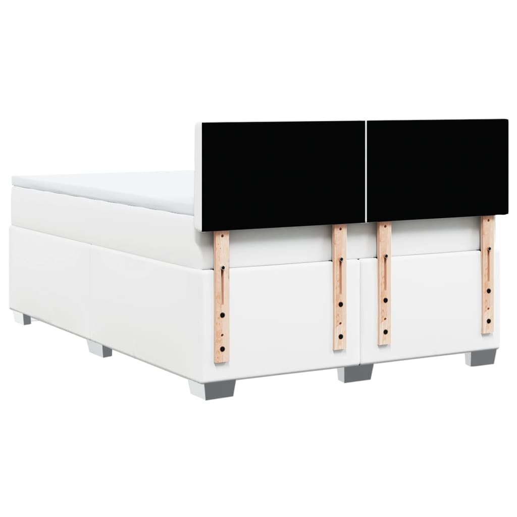 Boxspring met matras kunstleer wit 140x190 cm – afbeelding 12