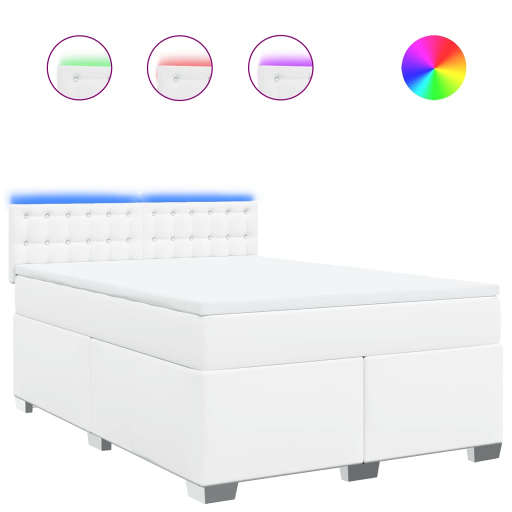 Boxspring met matras kunstleer wit 140x190 cm – afbeelding 2
