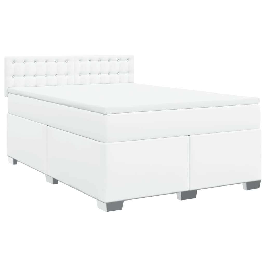 Boxspring met matras kunstleer wit 140x190 cm – afbeelding 3