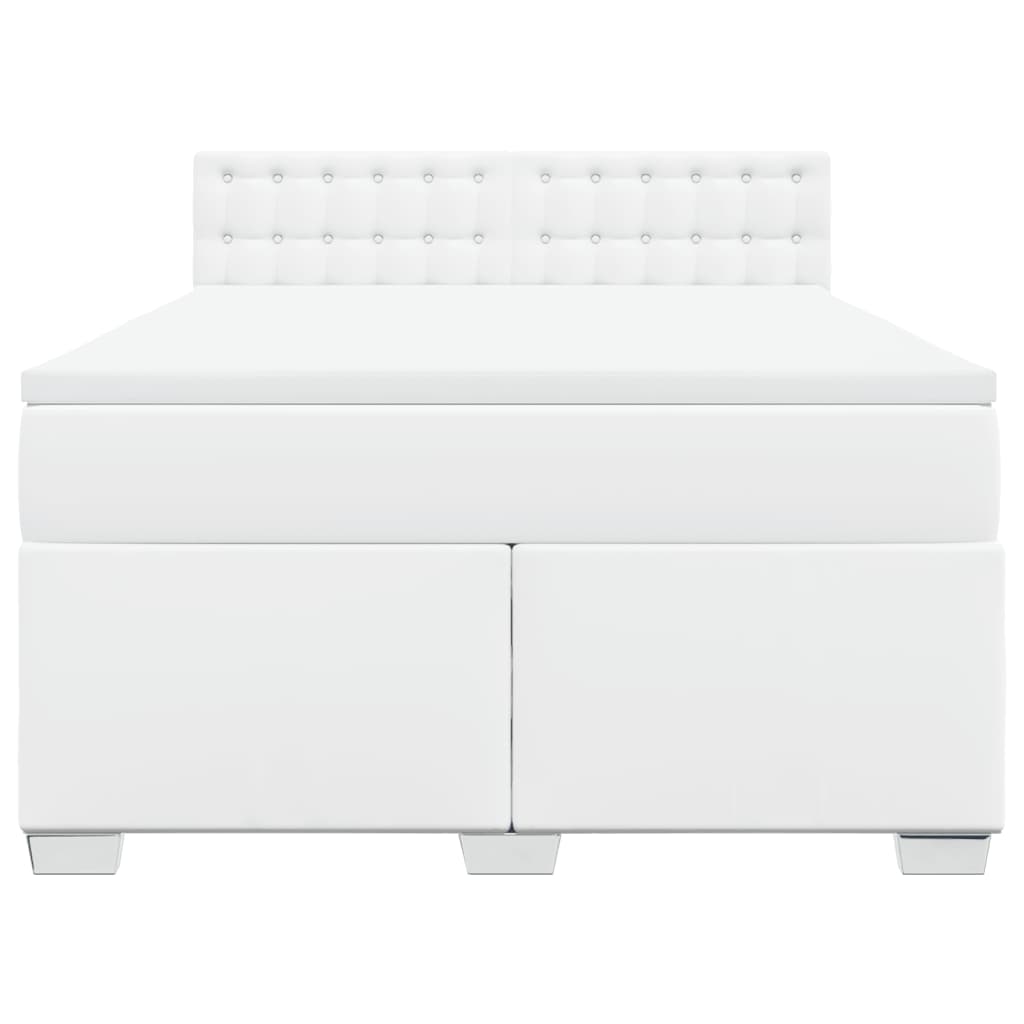 Boxspring met matras kunstleer wit 140x190 cm – afbeelding 6