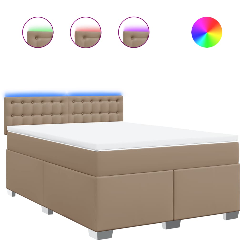Boxspring met matras kunstleer cappuccinokleurig 140x200 cm – afbeelding 2