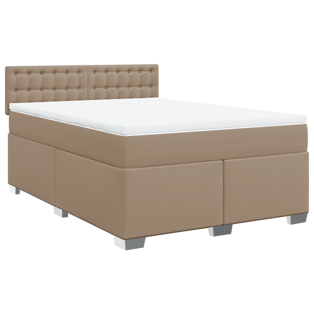 Boxspring met matras kunstleer cappuccinokleurig 140x200 cm – afbeelding 3