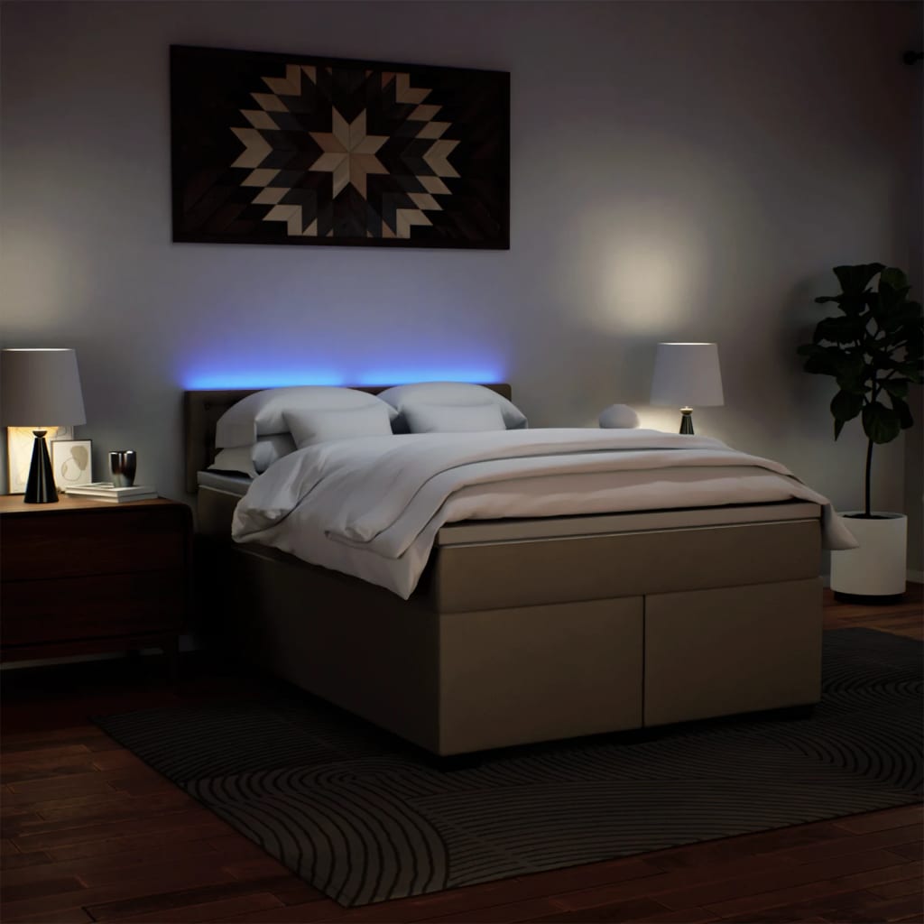 Boxspring met matras kunstleer cappuccinokleurig 140x200 cm – afbeelding 5