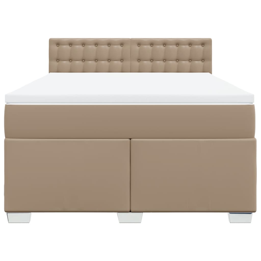 Boxspring met matras kunstleer cappuccinokleurig 160x200 cm – afbeelding 6