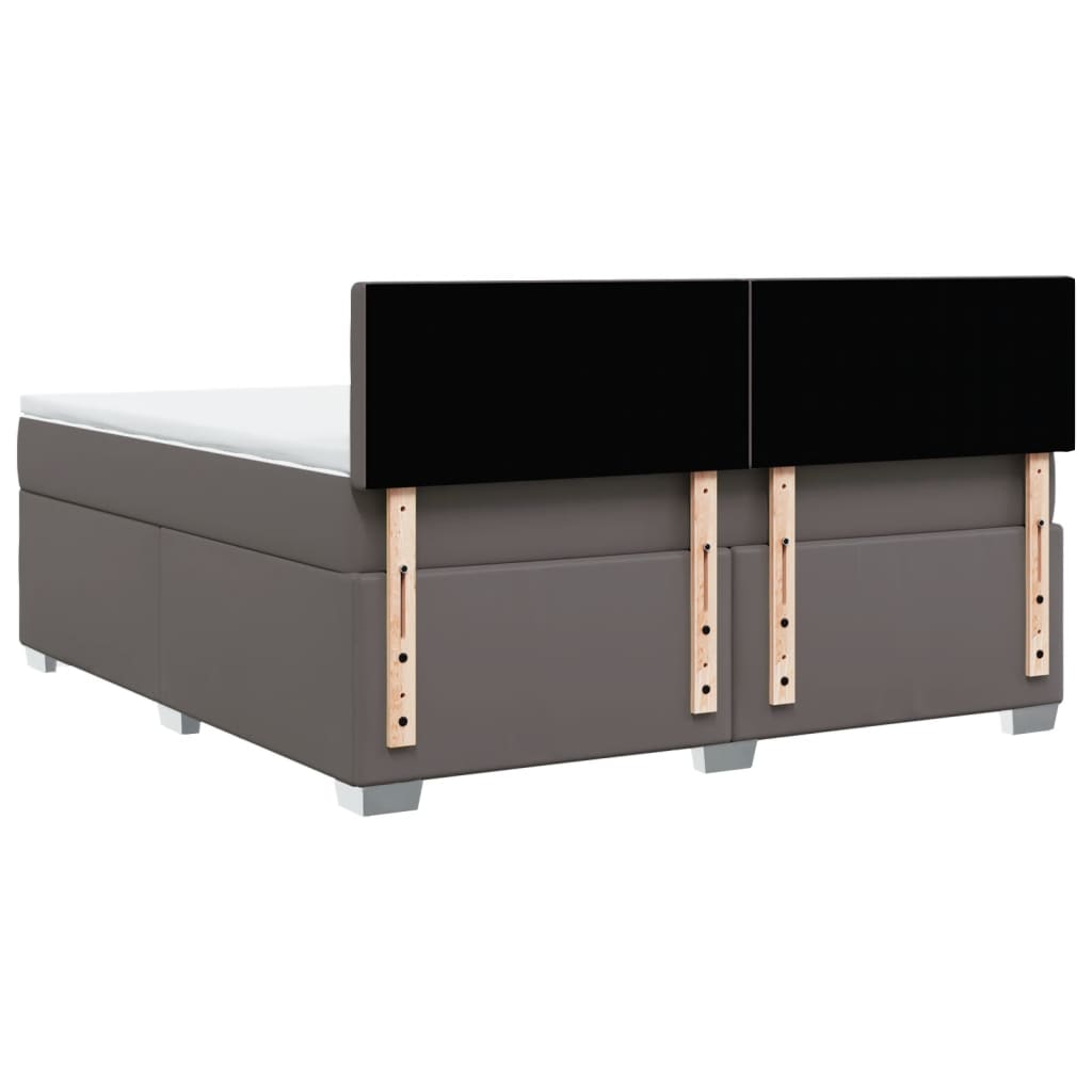 Boxspring met matras kunstleer grijs 180x200 cm – afbeelding 12