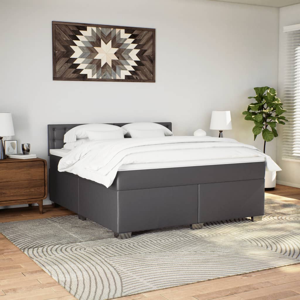 Boxspring met matras kunstleer grijs 180x200 cm – afbeelding 4