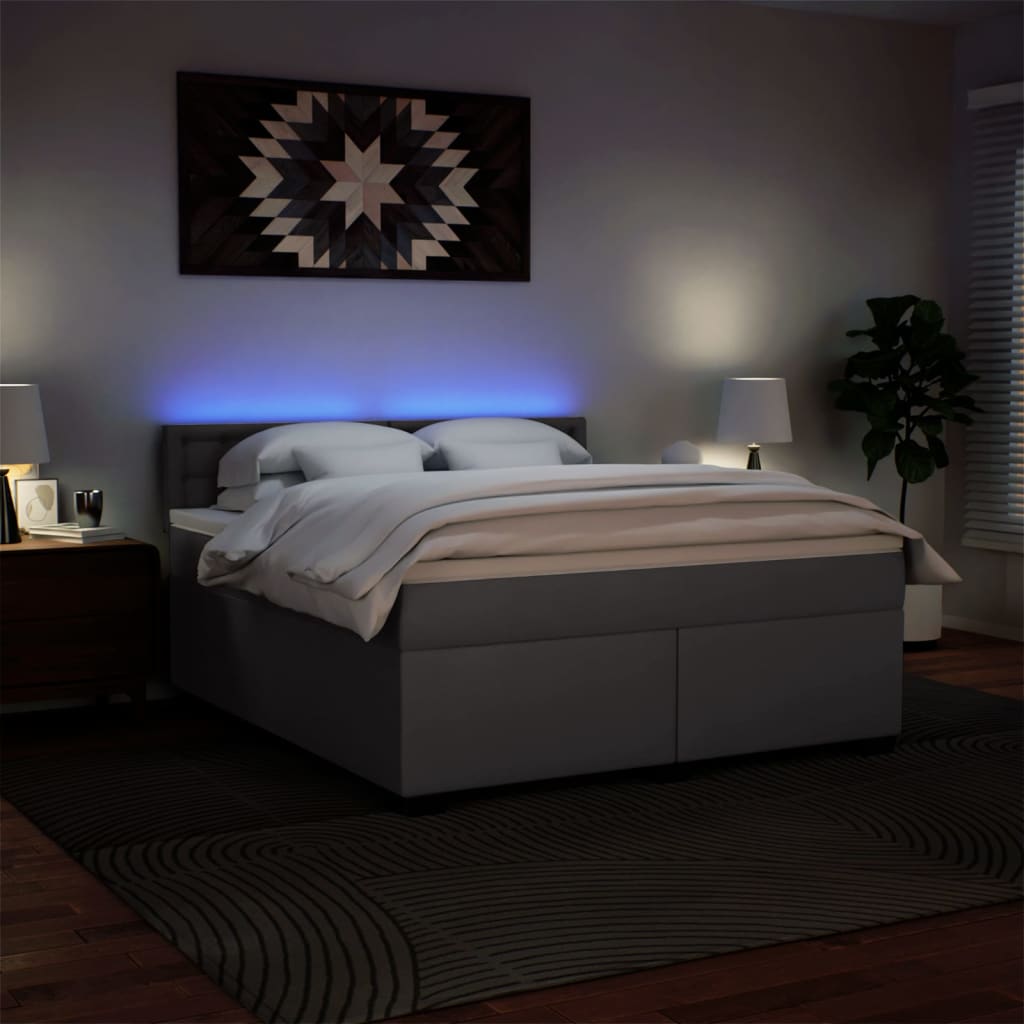 Boxspring met matras kunstleer grijs 180x200 cm – afbeelding 5