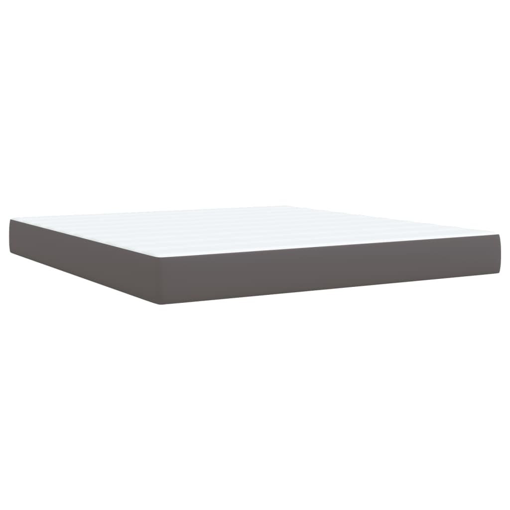 Boxspring met matras kunstleer grijs 180x200 cm – afbeelding 9