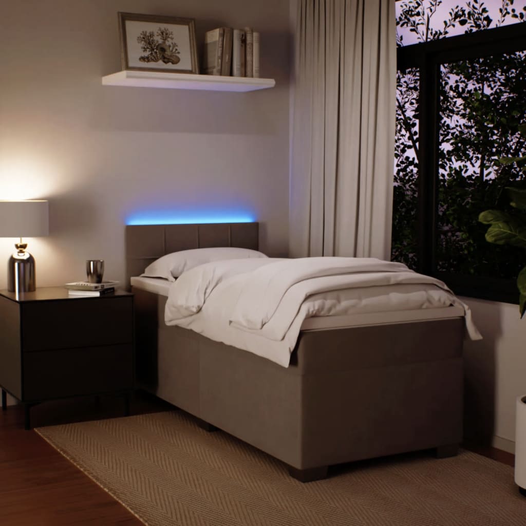 Boxspring met matras fluweel lichtgrijs 80x200 cm – afbeelding 4