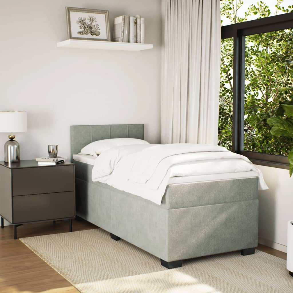 Boxspring met matras fluweel lichtgrijs 80x200 cm – afbeelding 5