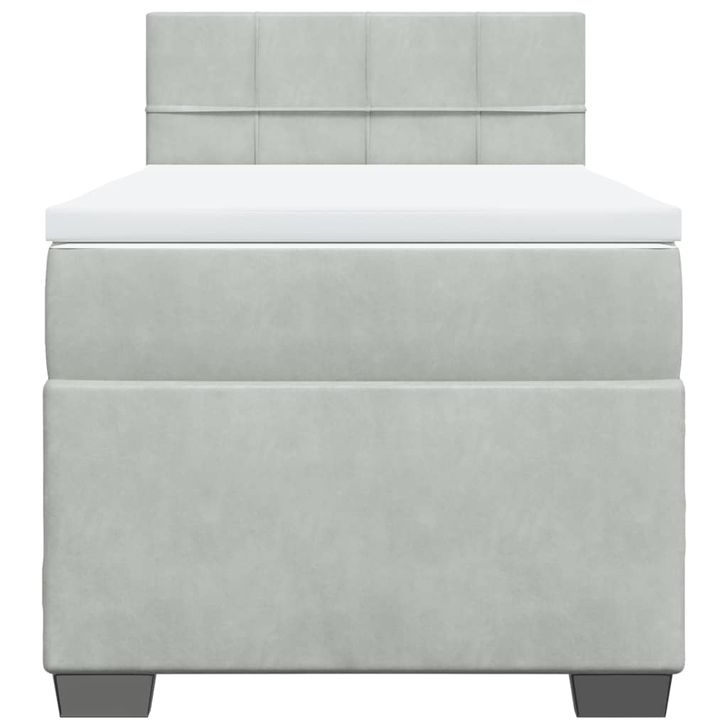 Boxspring met matras fluweel lichtgrijs 80x200 cm – afbeelding 6