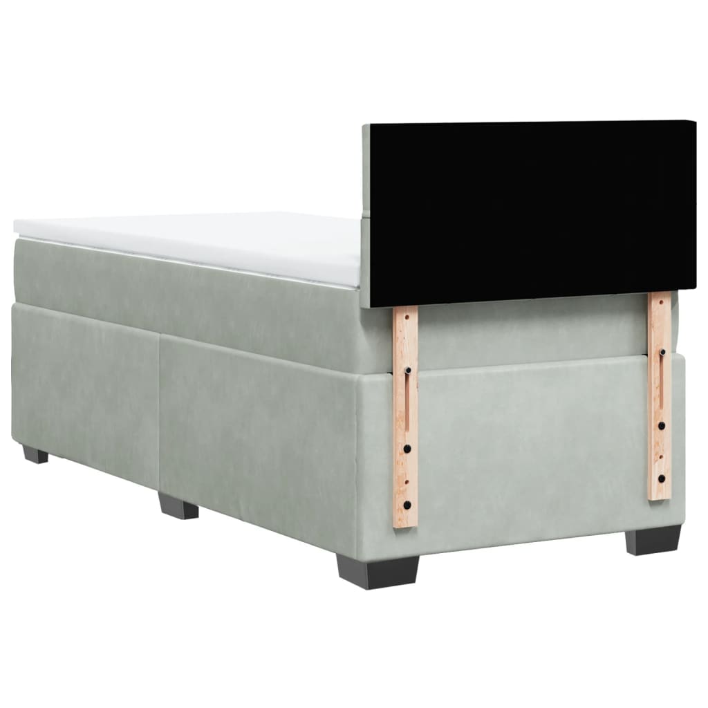 Boxspring met matras fluweel lichtgrijs 80x200 cm – afbeelding 8