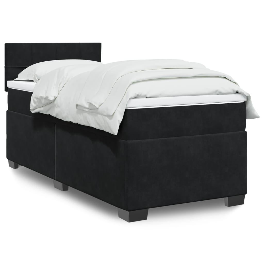 Boxspring met matras fluweel zwart 80x200 cm – afbeelding 1