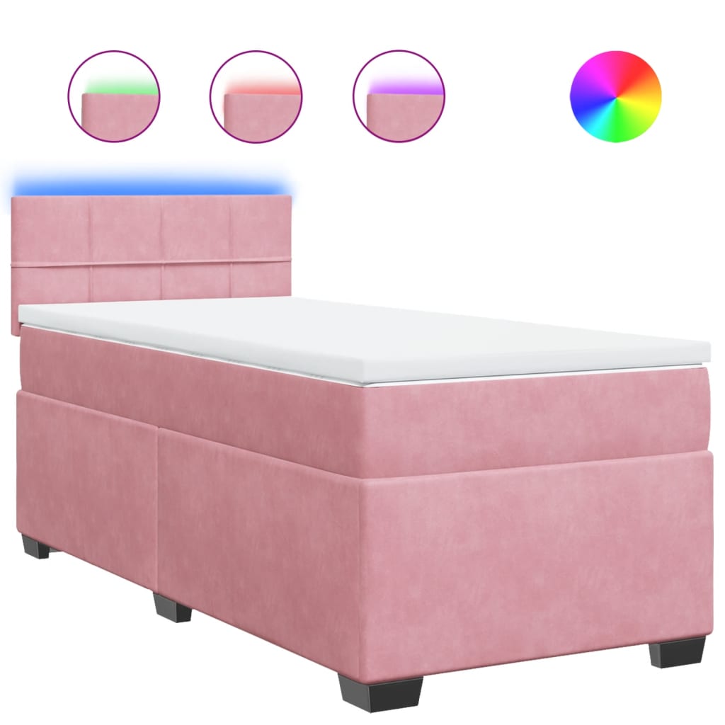 Boxspring met matras fluweel roze 80x200 cm – afbeelding 2