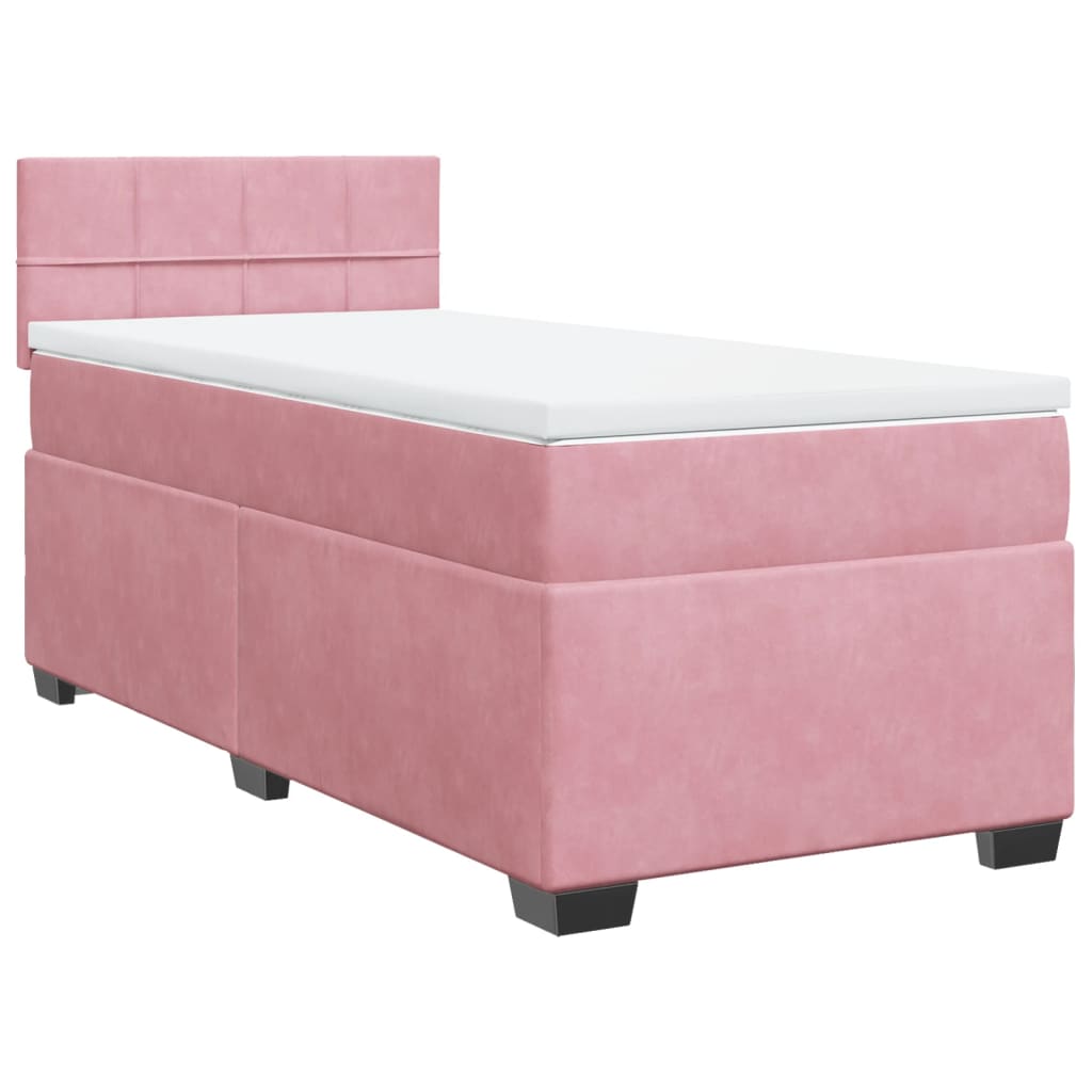 Boxspring met matras fluweel roze 80x200 cm – afbeelding 3