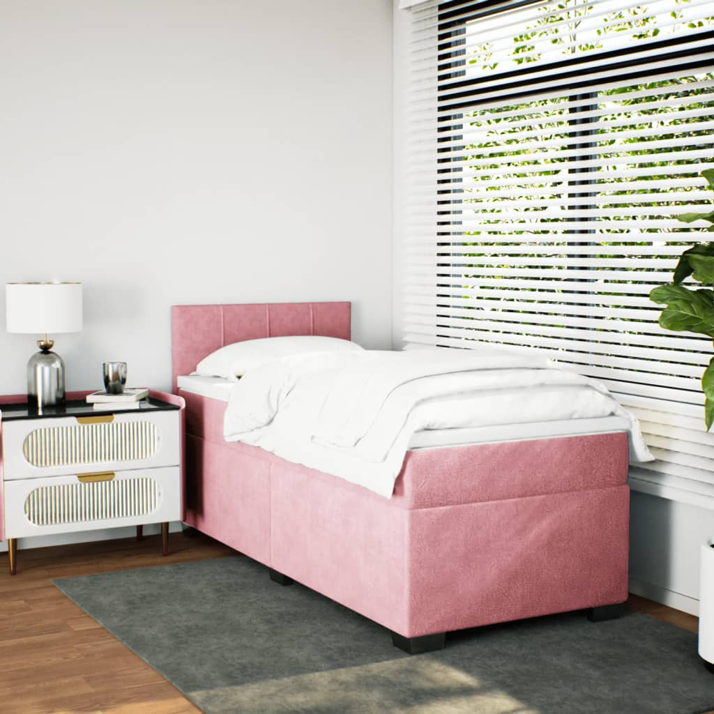 Boxspring met matras fluweel roze 80x200 cm – afbeelding 5