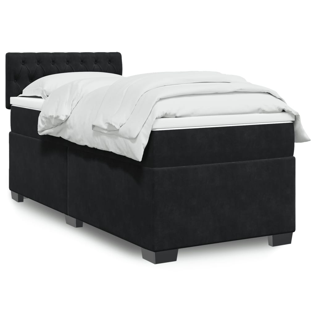 Boxspring met matras fluweel zwart 80x200 cm – afbeelding 1