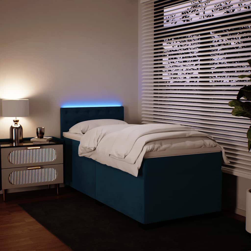 Boxspring met matras fluweel blauw 80x200 cm – afbeelding 1