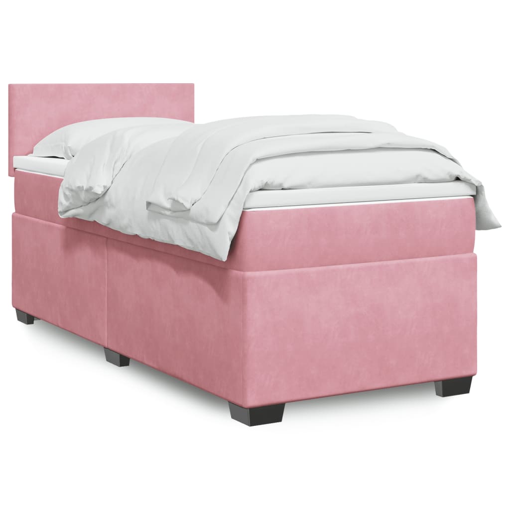 Boxspring met matras fluweel roze 90x190 cm – afbeelding 1
