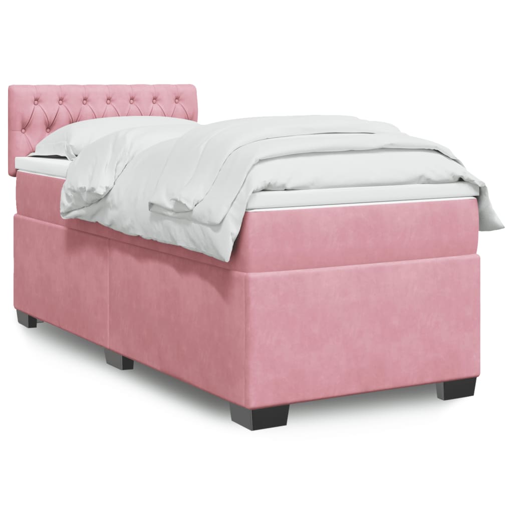 Boxspring met matras fluweel roze 90x190 cm – afbeelding 1