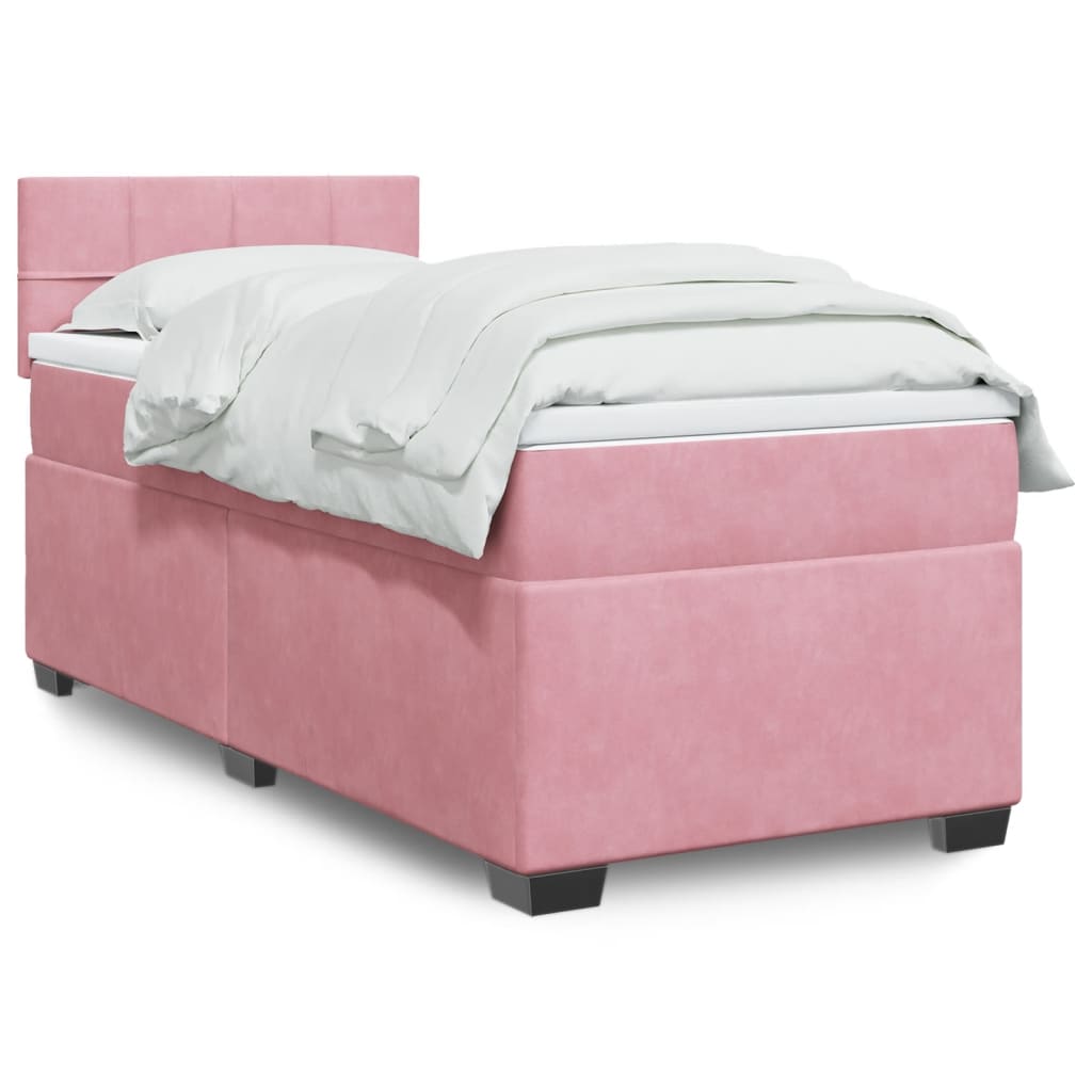 Boxspring met matras fluweel roze 90x190 cm – afbeelding 1