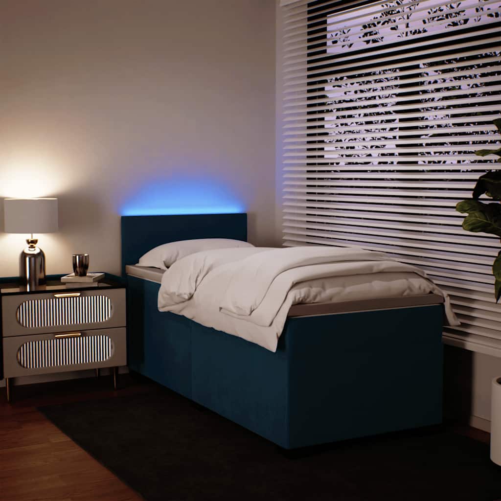 Boxspring met matras fluweel blauw 90x200 cm – afbeelding 1