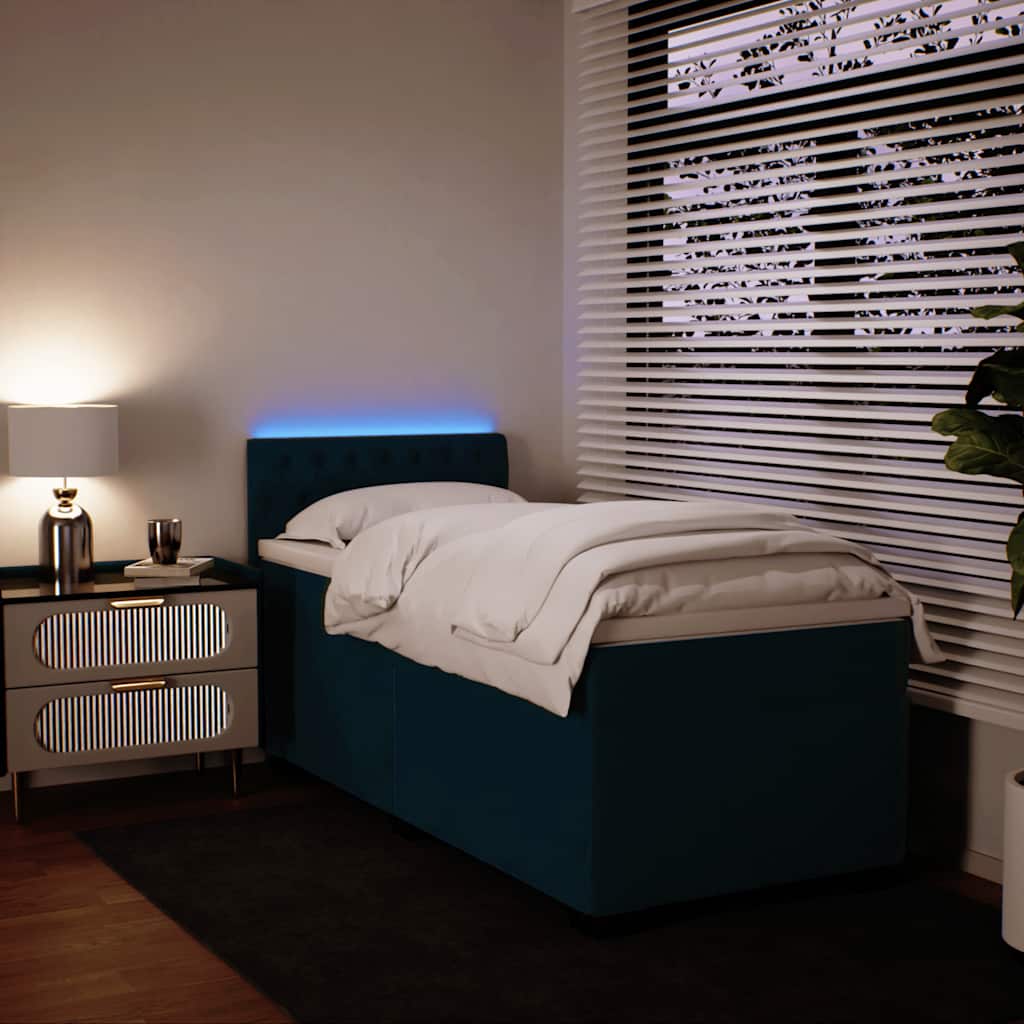 Boxspring met matras fluweel blauw 90x200 cm – afbeelding 1