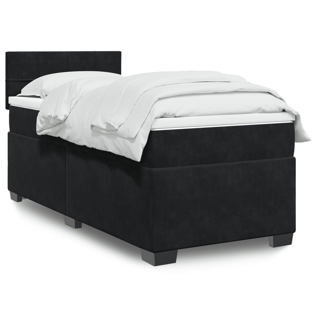 Boxspring met matras fluweel zwart 90x200 cm – afbeelding 1