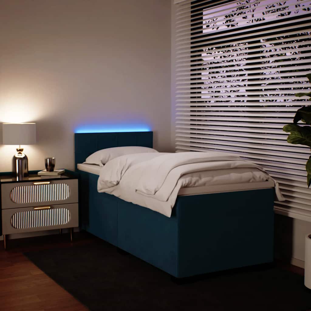 Boxspring met matras fluweel blauw 90x200 cm – afbeelding 1