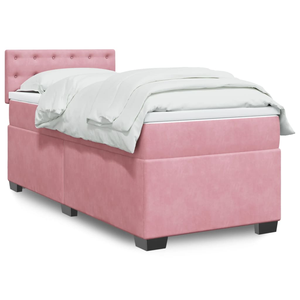 Boxspring met matras fluweel roze 100x200 cm – afbeelding 1