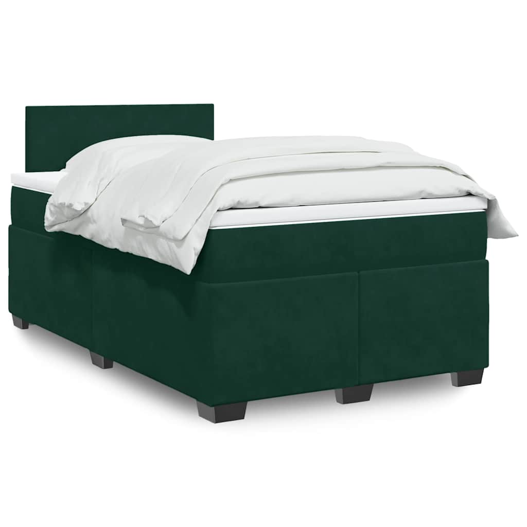 Boxspring met matras fluweel donkergroen 120x190 cm – afbeelding 1