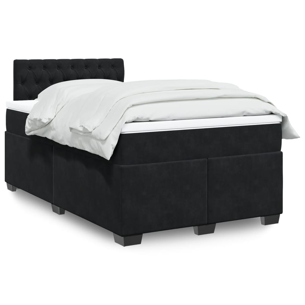 Boxspring met matras fluweel zwart 120x190 cm – afbeelding 1