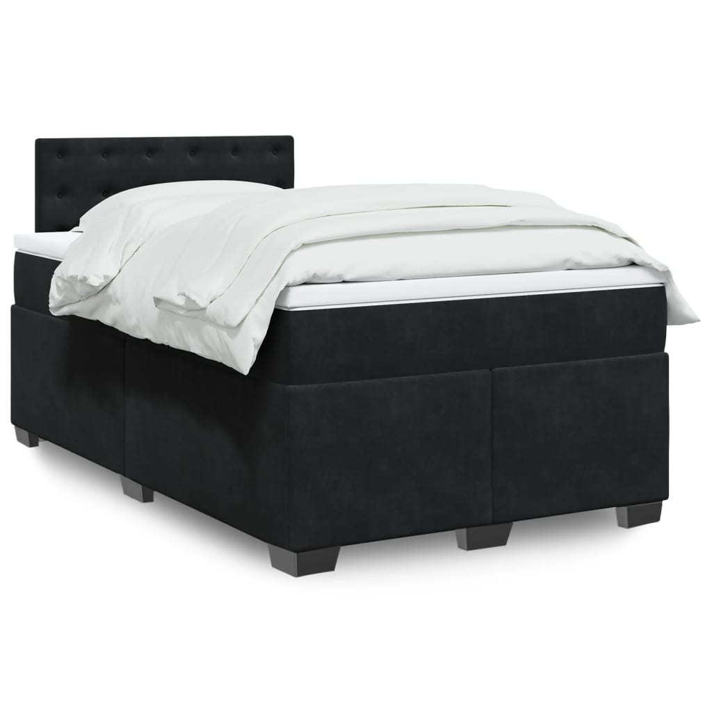 Boxspring met matras fluweel zwart 120x190 cm – afbeelding 1
