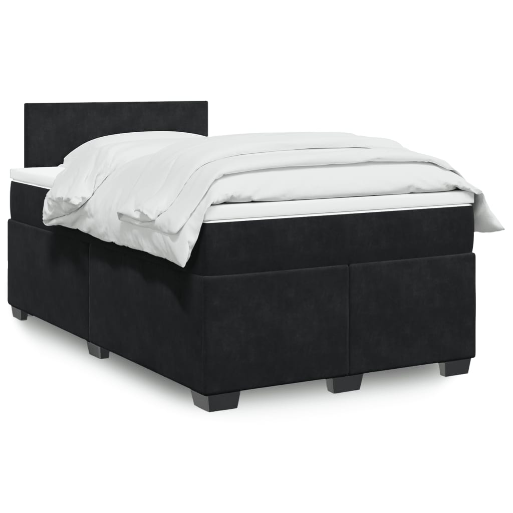 Boxspring met matras fluweel zwart 120x200 cm – afbeelding 1